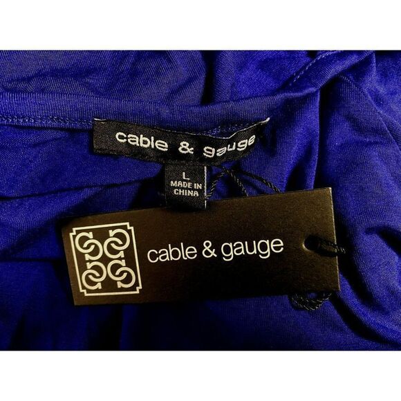 Cable & Gauge Pullover Keyhole Back & Shoulder Hi-Low Top Siz L Royal Blue NEW - Picture 6 of 7